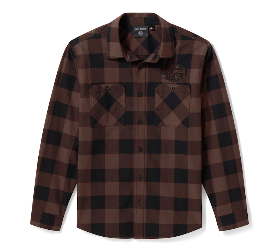 Chemise en flanelle à carreaux Buffalo Classic pour homme HD - Café et noir Harley