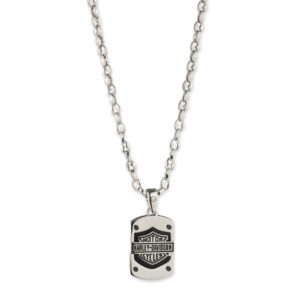 Collier pendentif avec plaque et incrustation en cuir Bar & Shield