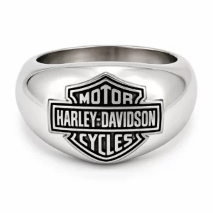 Bague Harley-Davidson pour homme en acier inoxydable B&S à facettes